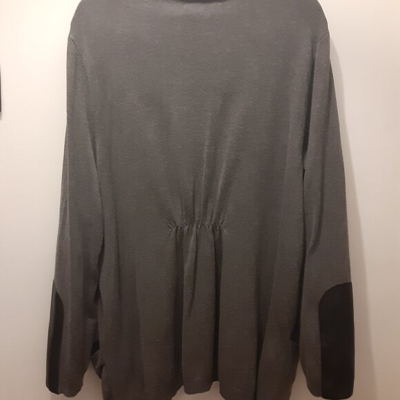 Alfred Sung Charcoal Gray Long Sleeved Draped Style Cardigan Sweater Size XXL - Picture 2 of 5